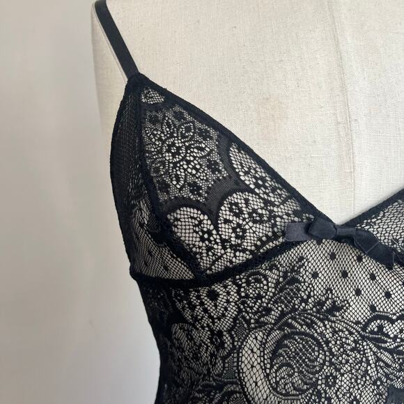 Victoria’s Secret Black Lace Babydoll Slip Top Sz S Y2K Coquette Lingerie - Picture 10 of 11